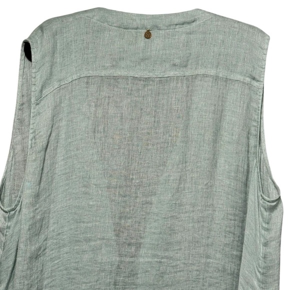 Soft Surroundings 100% Linen Long Seashell Self Tie Sleeveless Cardigan Vest - Picture 7 of 10